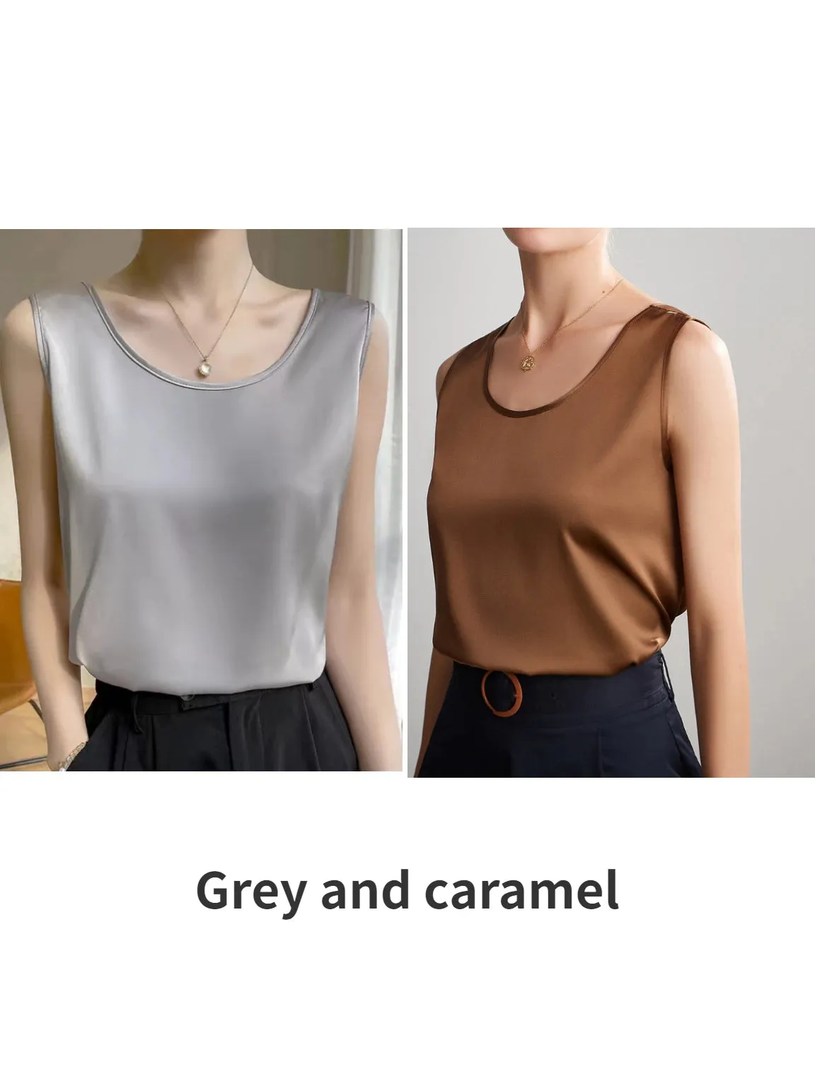 Women's Mulberry Silk Tank Top - Elegant Satin Design for Office & Casual Wear, Spring/Summer 2024
