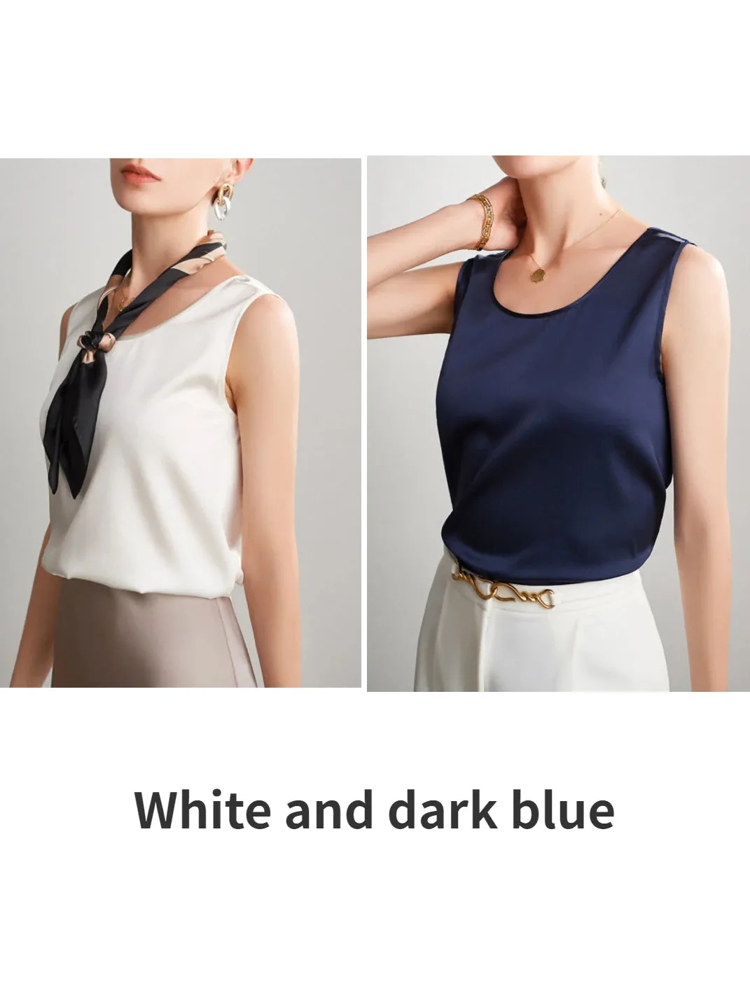 Women's Mulberry Silk Tank Top - Elegant Satin Design for Office & Casual Wear, Spring/Summer 2024