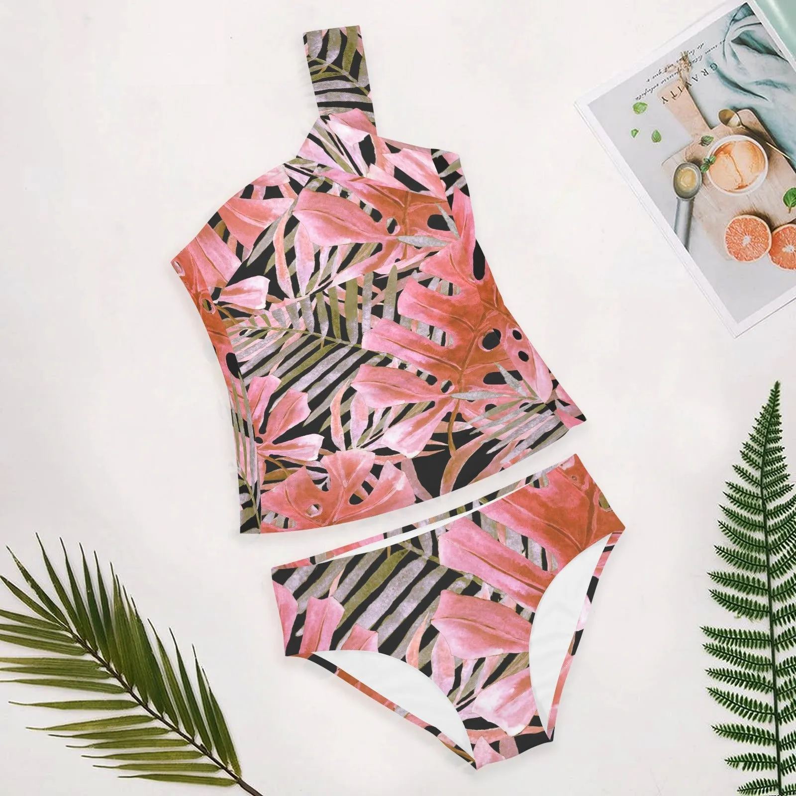 Women's One Shoulder Tankini Set