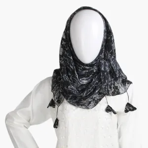 Women's Printed Scarf - Black