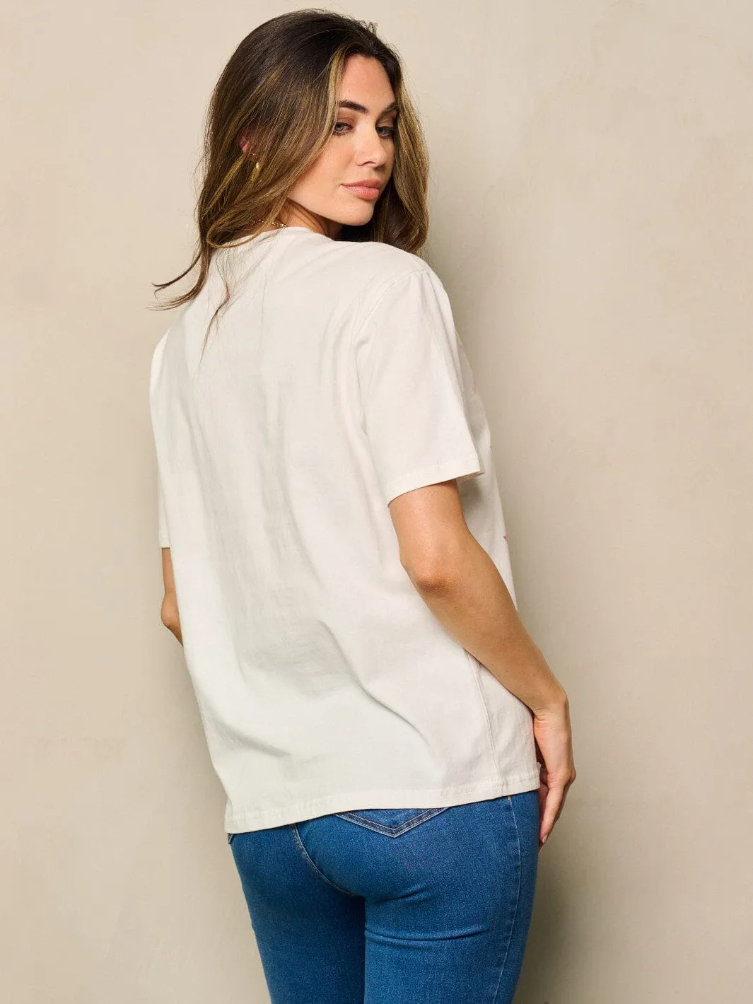 WOMEN'S SHORT SLEEVE STARS PRINT TOP