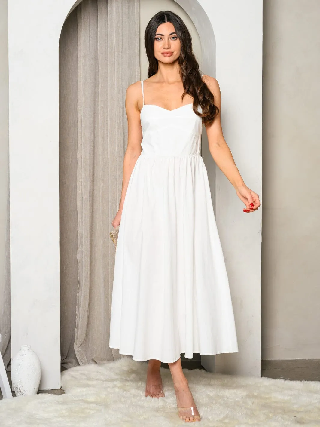 WOMEN'S SLEEVELESS POPLIN MAXI DRESS