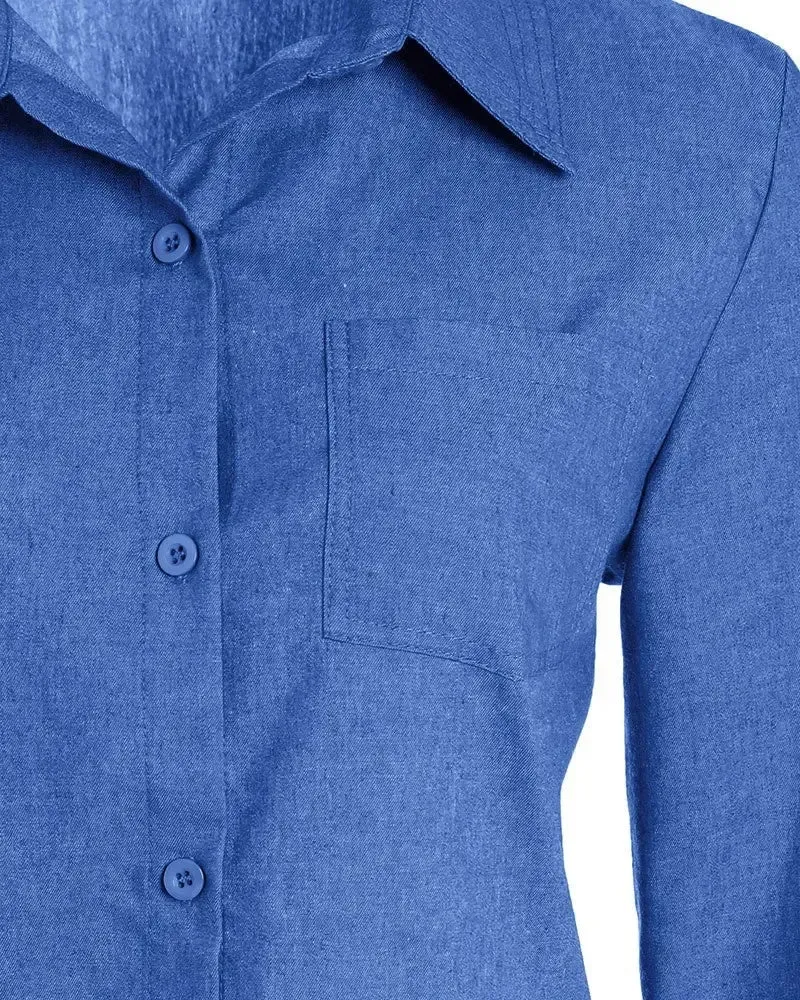 Xieyinshe - Long Sleeve Button Down Denim Shirt