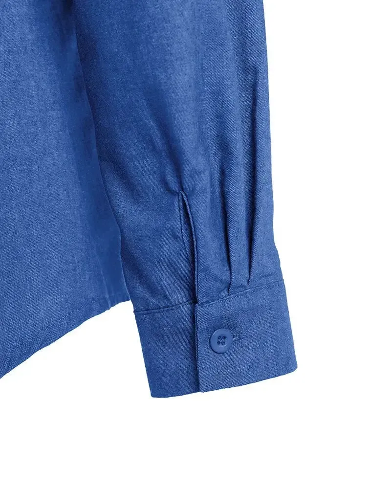 Xieyinshe - Long Sleeve Button Down Denim Shirt