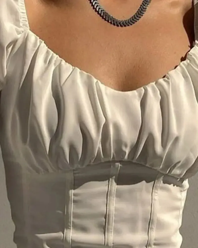 Xieyinshe - Long Sleeve Crop Corset Top