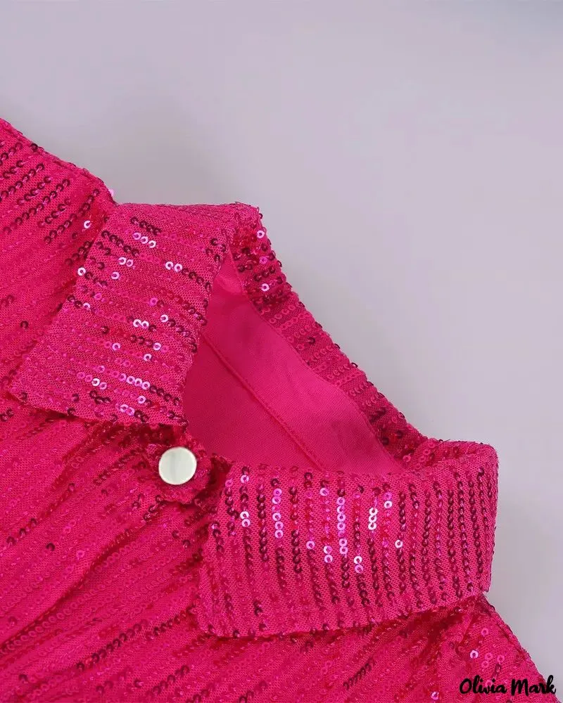 Xieyinshe - Sequin Button-Down Long Sleeve Shirt
