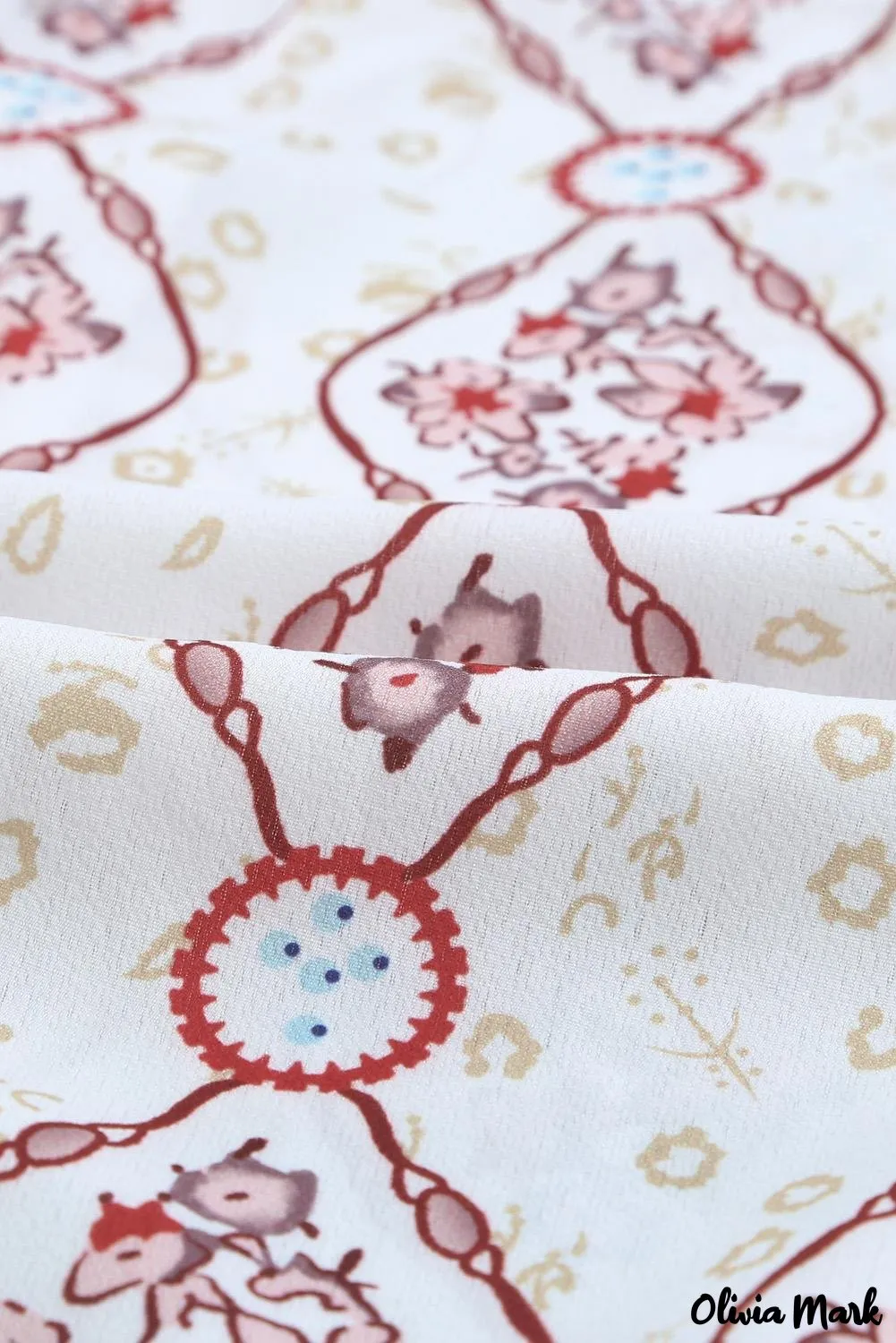 Xieyinshe - White Floral Button Down Long Sleeve Shirt