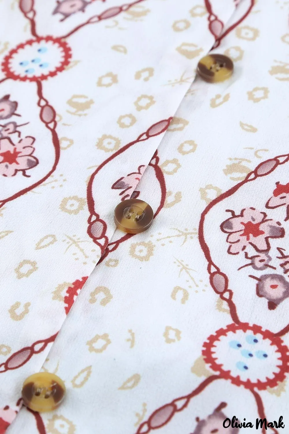 Xieyinshe - White Floral Button Down Long Sleeve Shirt