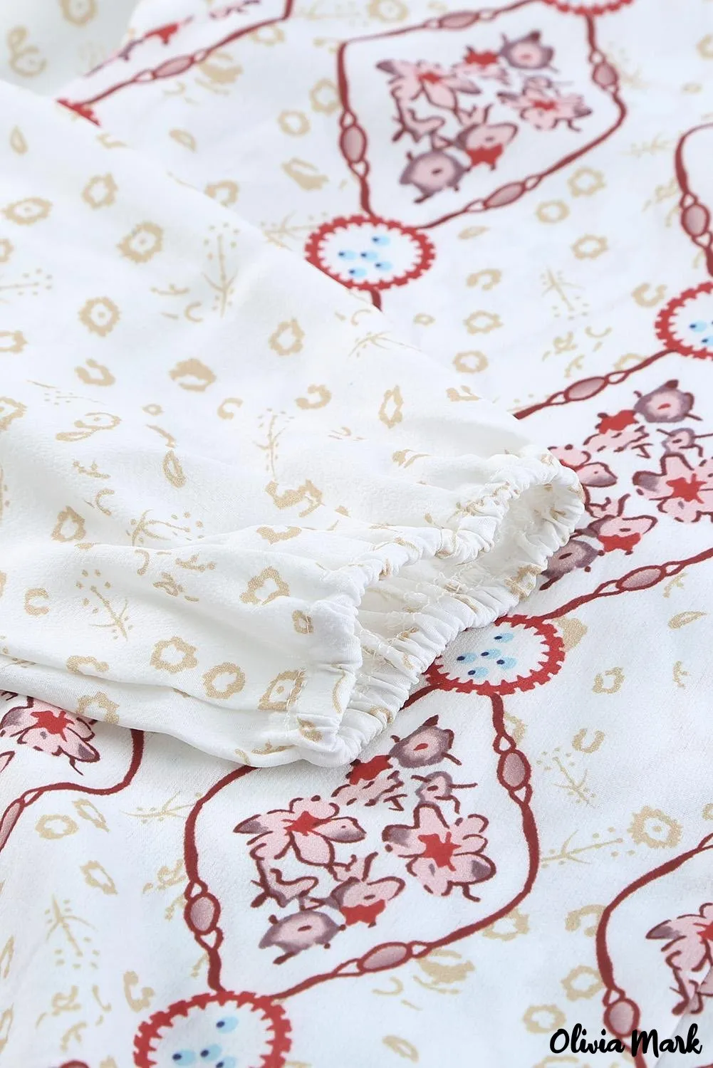 Xieyinshe - White Floral Button Down Long Sleeve Shirt