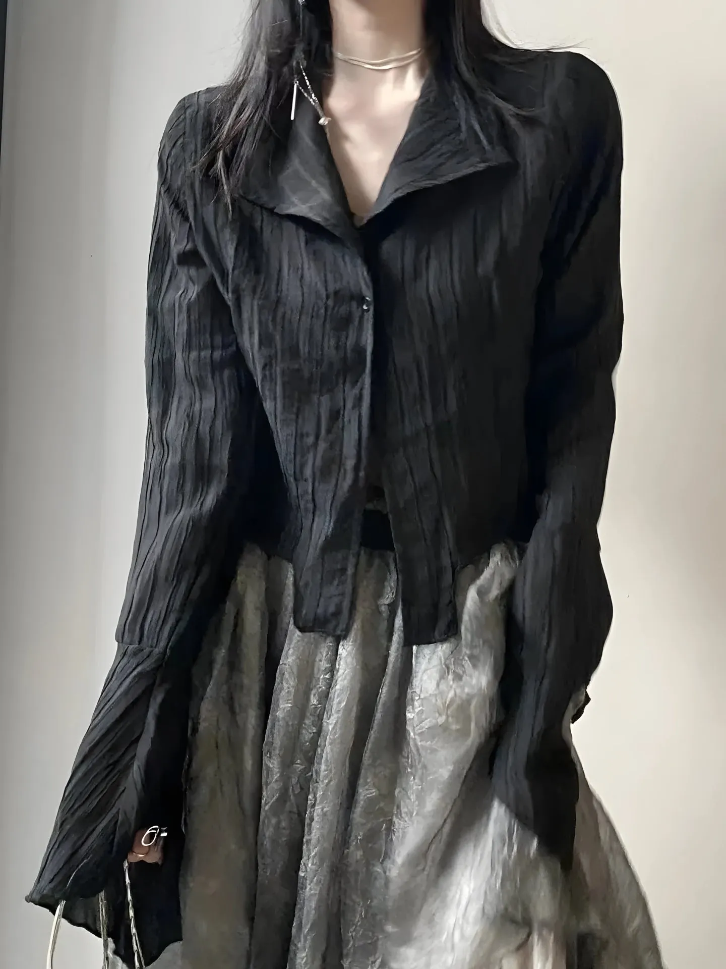 Y2K Goth Asymmetric Blouse