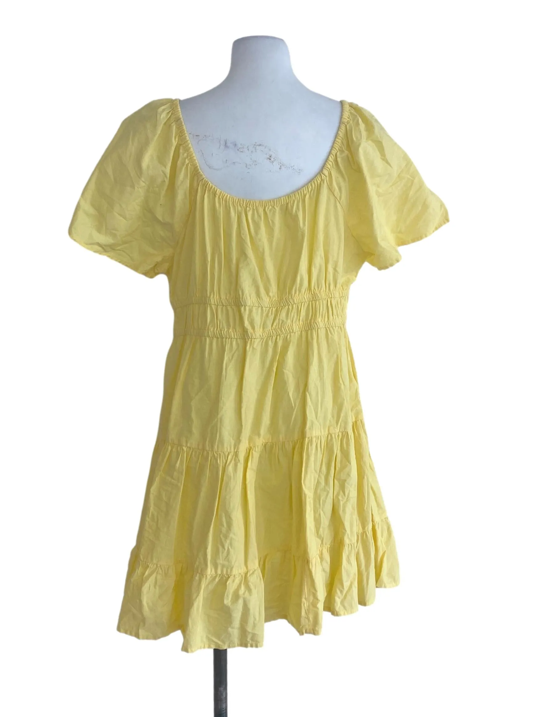 Yellow Drop Waist Mini Dress