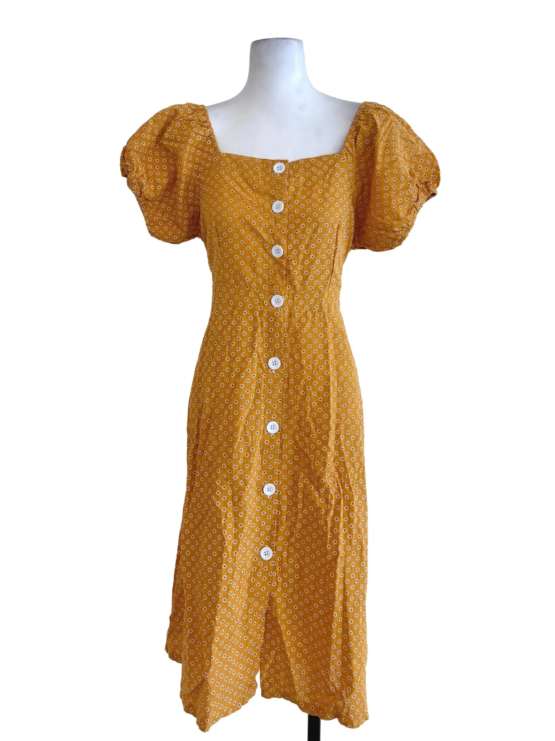 Yellow Floral Cotton Dress