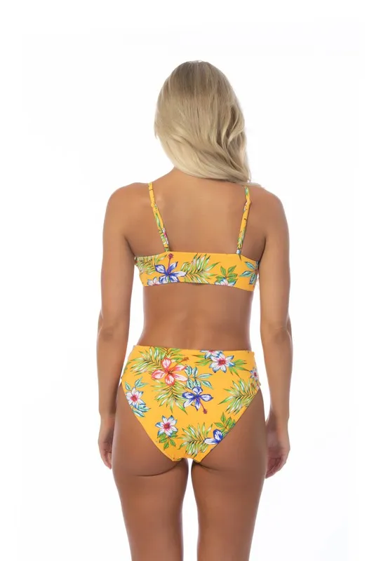 YELLOW ISLAND PRINT HIGH WAIST BIKINI SET