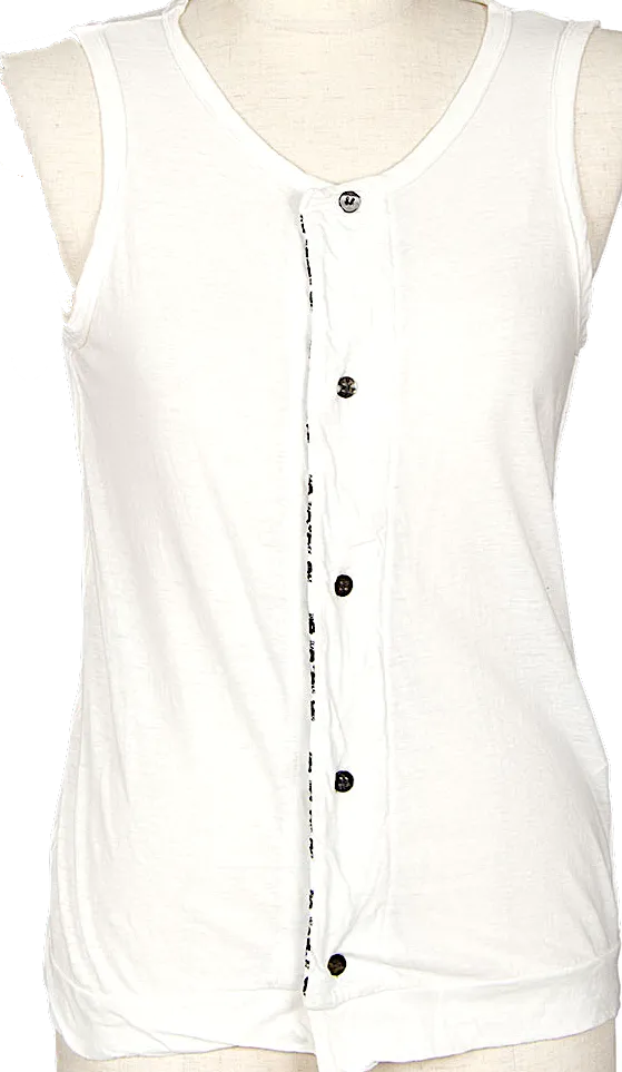YOHJI YAMAMOTO JAPAN. Y's Inside-out embroidery White Sleeveless Top