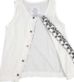 YOHJI YAMAMOTO JAPAN. Y's Inside-out embroidery White Sleeveless Top