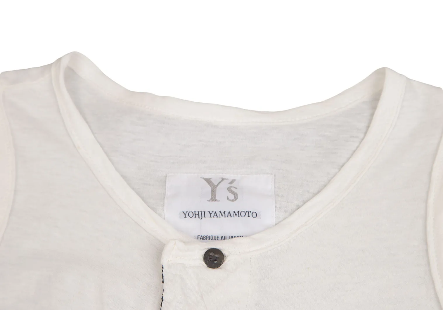 YOHJI YAMAMOTO JAPAN. Y's Inside-out embroidery White Sleeveless Top